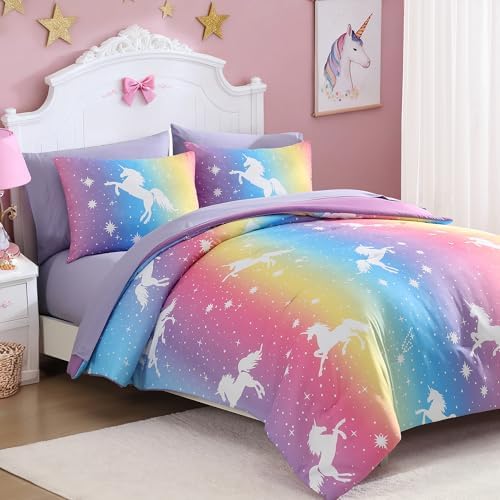 Full Size Comforter Sets for Girls - 7 Pieces Unicorn Full Bedding Set