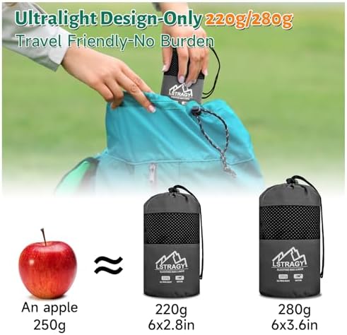 Ultralight Sleeping Bag Liner, Satin Sleep Sack, Comfy Breathable & Cooling & Silky Soft liner, Travel Sheets & Adult Sleep Sack with 2 Way Zipper, Ideal for Backpacking, Hotel, Camping, Hostels