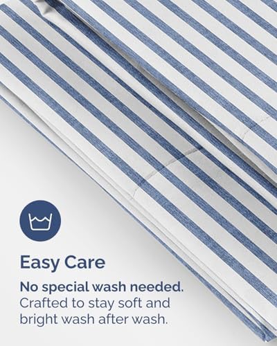 King Pillow Cases Set of 8 - Ultra Soft Pillowcase Covers - Blue Stripes