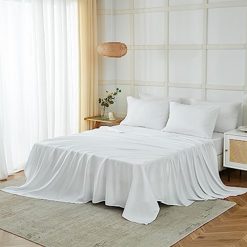 ILAVANDE White Queen Sheets Set 6 Piece,Hotel Luxury Super Soft 1800 Series Microfiber Queen Bed Sheets Set-Wrinkle Free & Breathable-14 Deep Pocket Sheets for Queen Size Bed(Queen,White)