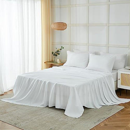ILAVANDE White King Sheets Set 6 Piece,Hotel Luxury Super Soft 1800 Series Microfiber Bed Sheets King Set-Wrinkle & Fade Resistant-14 Deep Pockets Sheets for King Size Bed(King,White)