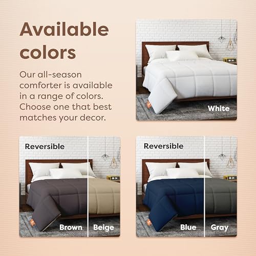 HOSPITOLOGY PRODUCTS Reversible Blue / Gray Comforter Full Hypoallergenic Duvet Insert Microfiber All Season Goose Down Alternative Quilted - Corner Loops - Box Stitched - Washable - 82" W x 86" L