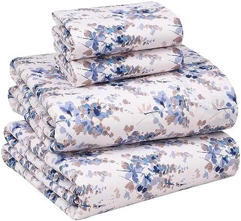 RUVANTI 100% Cotton Full Sheets, Percale Bedding Full Size Set, Maple