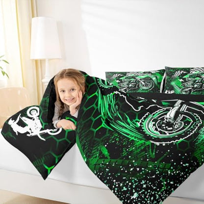 Feelyou Dirt Bike Comforter Set for Kids Boys Girls Twin Size