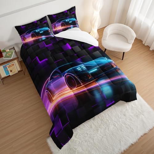 HOSIMA Boys Extreme Sports Race Car Bedding Sets Full with 2 Pillowcases.