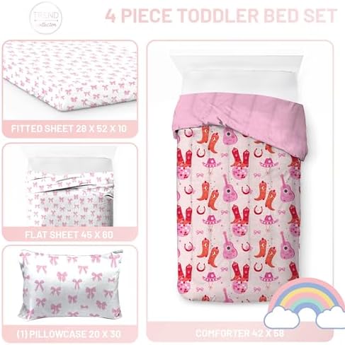 Trend Collector Cowgirl Toddler Comforter Set 4 Piece Bedding, Pink