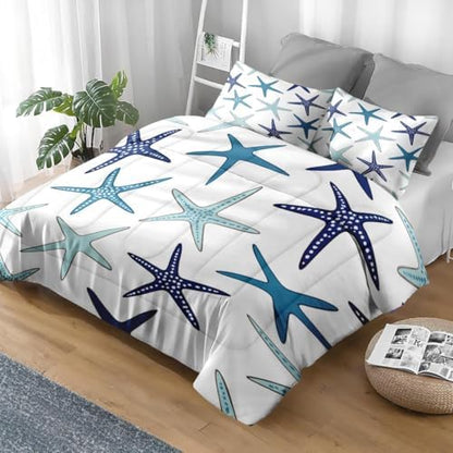 Pamnest King Comforter Set, 3 Pieces Coastal Nautical Bedding, All Season