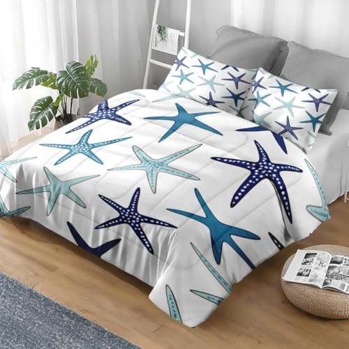 Pamnest Full Comforter Set, 3 Pieces Coastal Nautical Bedding, All Season