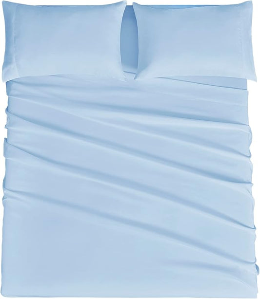 Mejoroom Full Size Sheet Sets - 16 Inches Deep Pocket Bed Sheets & Pillowcase Sets - 1800 Collection Microfiber Bed Sheet Set - Extra Soft, Fade & Wrinkle Resistant - 4 Piece(Full,Light Blue)