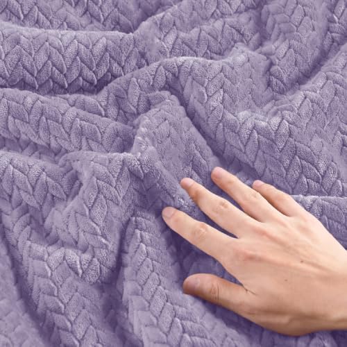 ChiXpace Fleece King Size Comforter Set Lavender, Fluffy Bed Set 3 Pieces