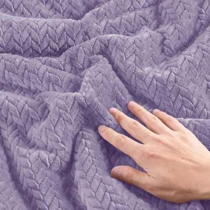 ChiXpace Fleece King Size Comforter Set Lavender, Fluffy Bed Set 3 Pieces