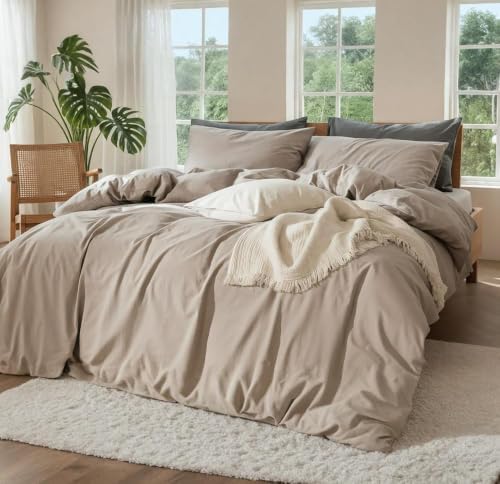 100% Pure Linen Blend 4 Piece Sheet Set, Cooling and Breathable Flax Bed Sheets for Hot Sleepers, All Season Comfort, Anti-Tear and Durable Bedding, 18 Inch Deep Pocket(Natural Linen, King)