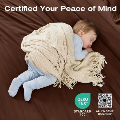 Sasttie King Comforter Set 7-Piece Dark Brown, Pre-Washed Bed in a Bag