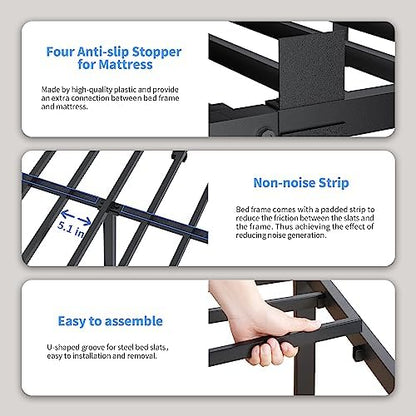 ROIL 16 Inch Twin Bed Frame with Rounded Corner & 4 Mattress Baffles
