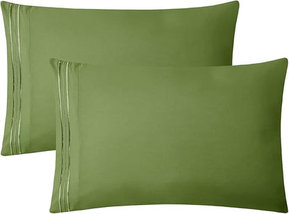 Clara Clark Bed Sheets, Premier 1800 Series 4 Piece Bed Sheet Set, Deep Pocket, Wrinkle, Fade, Stain Resistant, Luxury Soft Bedding Sheets & Pillowcases, Twin, Calla Green