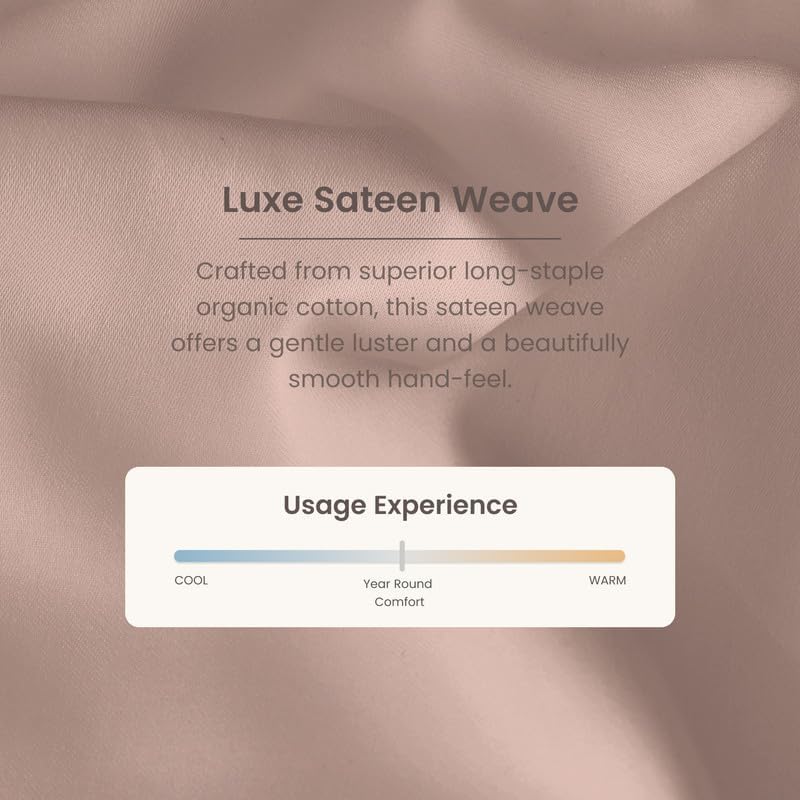 Bioweaves 100% Organic Cotton 1 Twin XL Fitted Sheet Only | 300 Thread Count Sateen Weave GOTS Certified with Deep Pocket - Dusty Rose