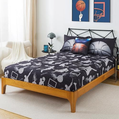 ADASMILE A & S Basketball Bedding Full Size for Boys 6 Pcs Sports Comforter