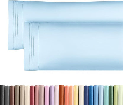 Body Pillowcases Set of 2-20x54 Long Body Pillow Case - Soft Body Pillow Cover for Sleeping & Side Sleepers - Comfy, Breathable & Wrinkle Free - Machine Washable w/Envelope Enclosure (Light Blue)