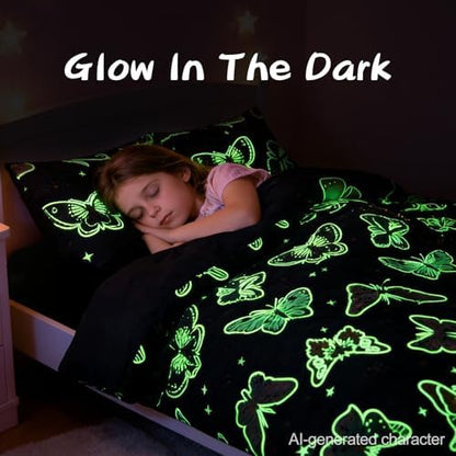 A Nice Night Butterfly 5pc Comforter Set Glow in The Dark Kids,Queen