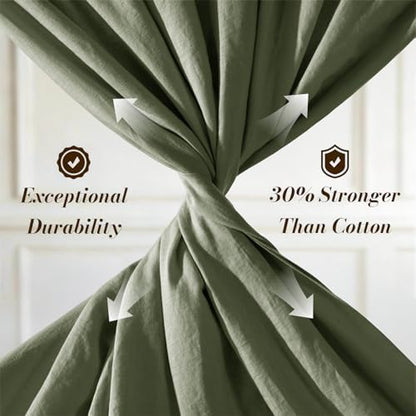 SONORO KATE 100% French Linen Full Size Sheets Set,Natural Flax Bedding