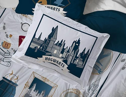 Harry Potter Full Comforter Set 7 Piece Soft Hogwarts Bedding, Grey