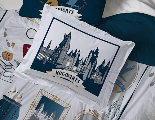Harry Potter Queen Comforter Set 7 Piece Soft Hogwarts Bedding, Grey