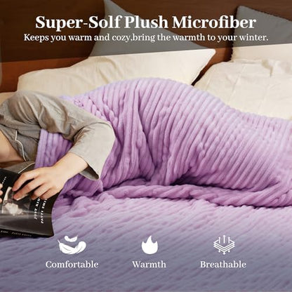 Texciting Heated Blanket Queen Size,Electric Blanket,ETL Certified,Purple