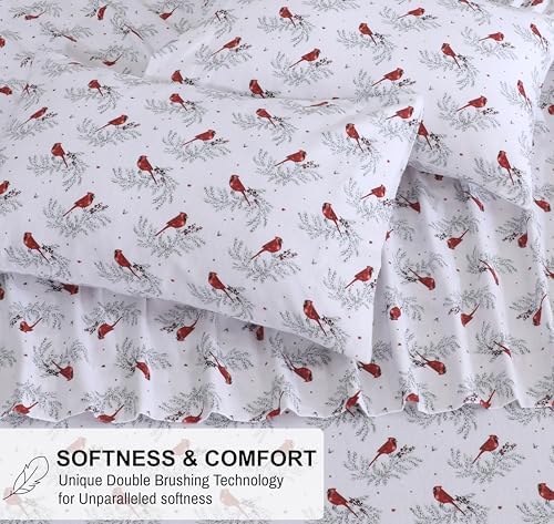RUVANTI Flannel Sheets Set Twin Size, Cardinal