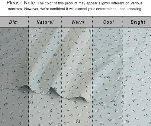 RUVANTI 100% Cotton Organic Percale King Size Sheets Set, Bud Club
