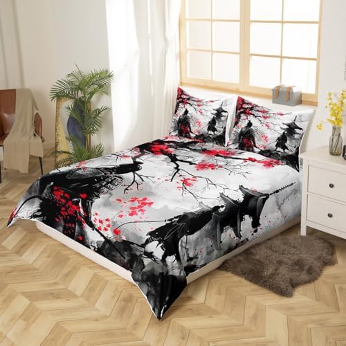 Feelyou Japanese Samurai Duvet Cover King Size