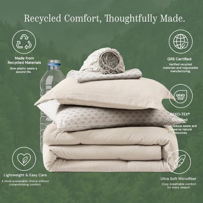 Full Comforter Set with Sheets-7 Pieces Soft Recycled Bed in a Bag Bedding