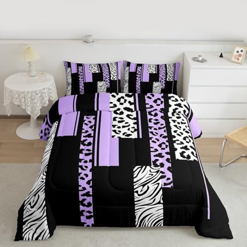 Feelyou Animal Print Leopard Zebra Comforter Set Queen Size Kids Boys