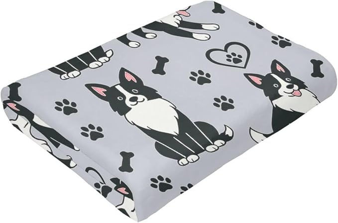 Border Collie Blanket Super Soft Warm Fluffy Fleece Flannel Dog Throw Blanket Cozy Fuzzy Plush Stuff Bedding Blankets Gifts for Women Kids Boys Girls Adults 60"X50"