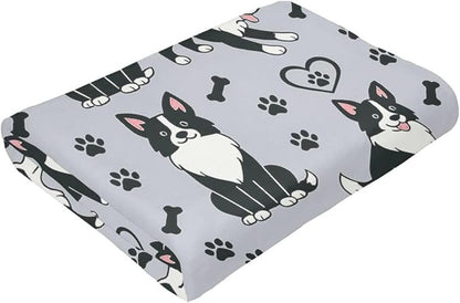 Border Collie Blanket Super Soft Warm Fluffy Fleece Flannel Dog Throw Blanket Cozy Fuzzy Plush Stuff Bedding Blankets Gifts for Women Kids Boys Girls Adults 50"X40"