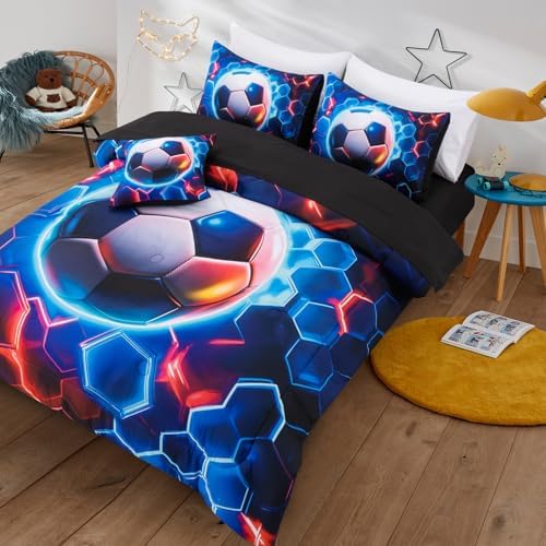 A Nice Night Twin Size Bed in A Bag 6 Pc Football Comforter Sets for Boys