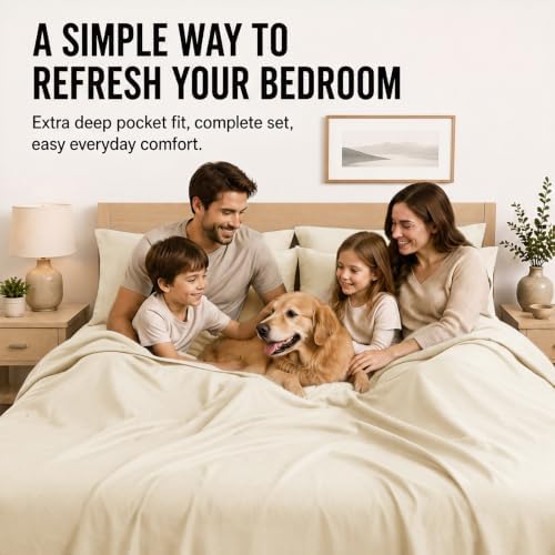 CozyLux King Size Sheets Set 6-Piece, 21-Inch Deep Pocket, Soft Feel