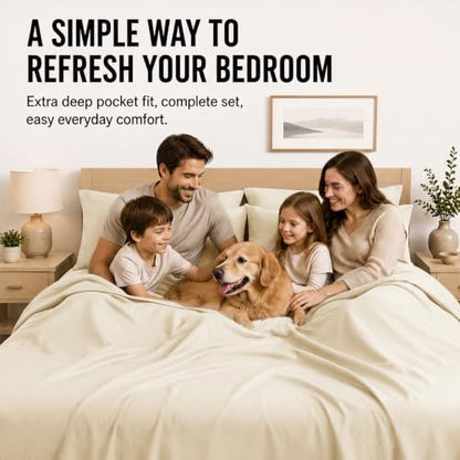 CozyLux King Size Sheets Set 6-Piece, 21-Inch Deep Pocket, Soft Feel