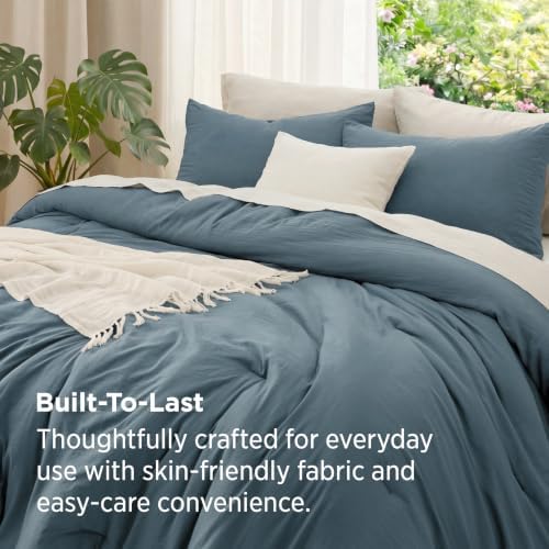 Bedsure Twin/Twin XL Comforter Prewashed Bedding 2Pcs Slate Blue 68"x88"