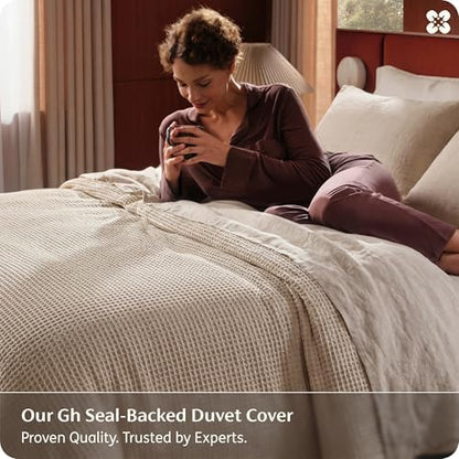Bedsure PureWoven Cotton Waffle Weave Duvet Cover, Khaki, Duvet Cover Only
