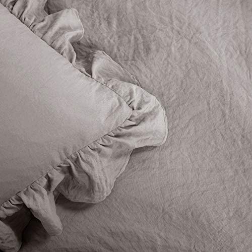 Lush Decor Reyna Ruffle Comforter Set - 3 Piece Cozy Ruffled Bedding Set - Timeless Elegance and Comfort for Dorm Room - Full/ Queen, Gray