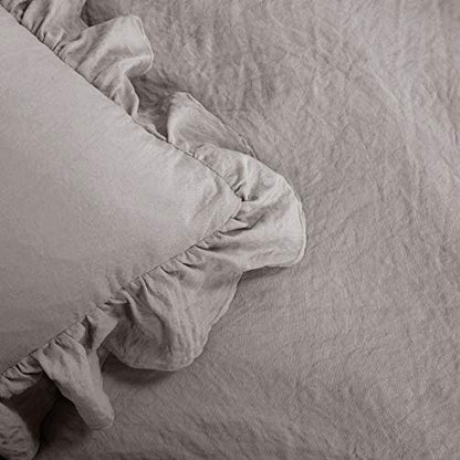 Lush Decor Reyna Ruffle Comforter Set - 3 Piece Cozy Ruffled Bedding Set - Timeless Elegance and Comfort for Dorm Room - Full/ Queen, Gray