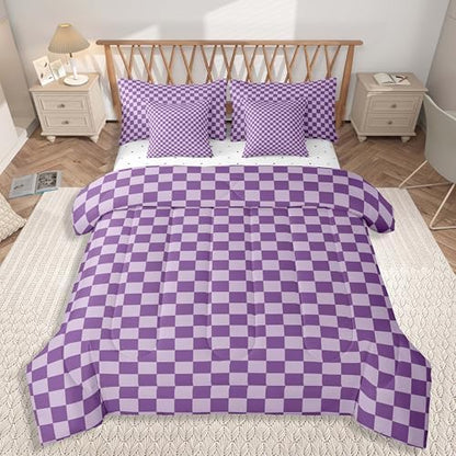 jejeloiu Purple Comforter Set with Sheets 7 Piece Queen Size
