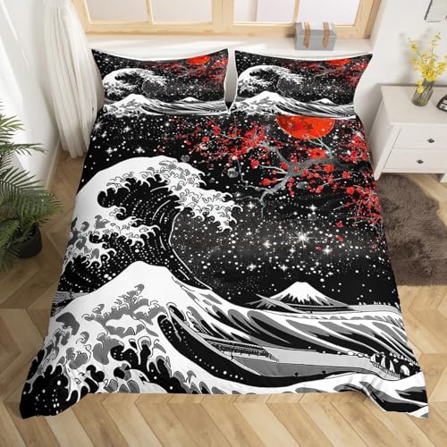 Feelyou Japanese Wave Duvet Cover Full Size Boys Girls Teens