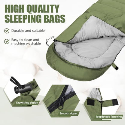 Camping Sleeping Bags for Adults Kids Waterproof Lightweight Sleeping Bag for Cold Weather or Warm Backpacking Hiking Mountaineering Indoor Outdoor Use