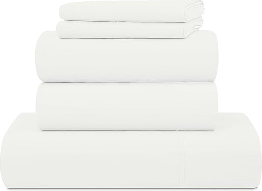 UGG Hedi Split King Sheet Set 5-Piece Luxury Cooling Sheets Deep Pockets Premium Bedding with 2 Shams Hypoallergenic Machine Washable Soft Lightweight Bed Set for Adjustable Bed, Split King, White