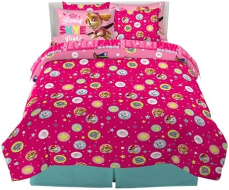 Paw Patrol Girl Skye Kids Bedding Super Soft & Cozy Reverisble Microfiber Comforter and Sheet Set with Sham, 7 Piece Queen Size, (Officially Licensed Product) By Franco