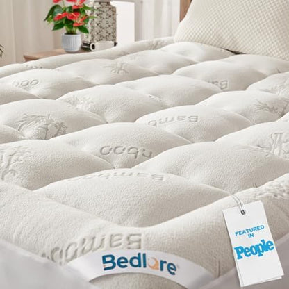 BEDLORE King Mattress Topper , Thick Pillow Top Mattress Pad