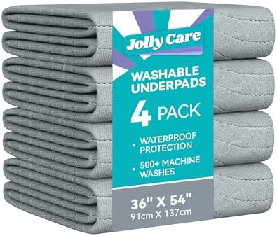 Washable Incontinence Bed Pads Waterproof for Adults, 36"x54"-4 Pack (Gray)