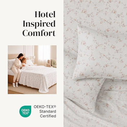 Modern Threads Silky Soft Microfiber and Wrinkle Free Sheets - Luxurious Microfiber Bed Sheets Includes Flat Sheet, Fitted Sheet with Deep Pockets, & Pillowcases Kashmir Rose Clay, Full