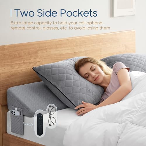 Homemate Full Size（54"x10"x6"） Bed Wedge Pillow for Headboard - Upgraded Bed Gap Filler Full Between Mattress and Headboard - Pillow Wedge for headboard Gap - Grey